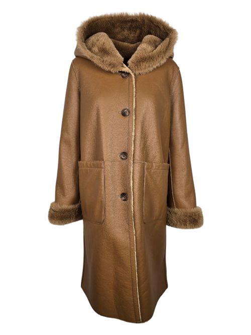 eco-montone donna lungo cammello V Lab | 6033-STORMY037